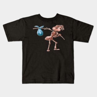 Sad ant with bag leaving meme cartoon Kids T-Shirt